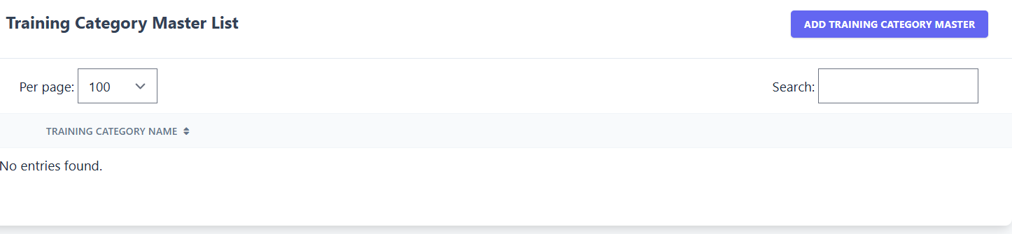 Training Category Master Screenshot