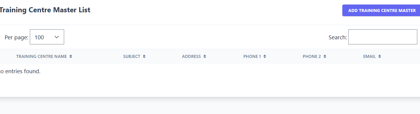 Training Centre Master Screenshot