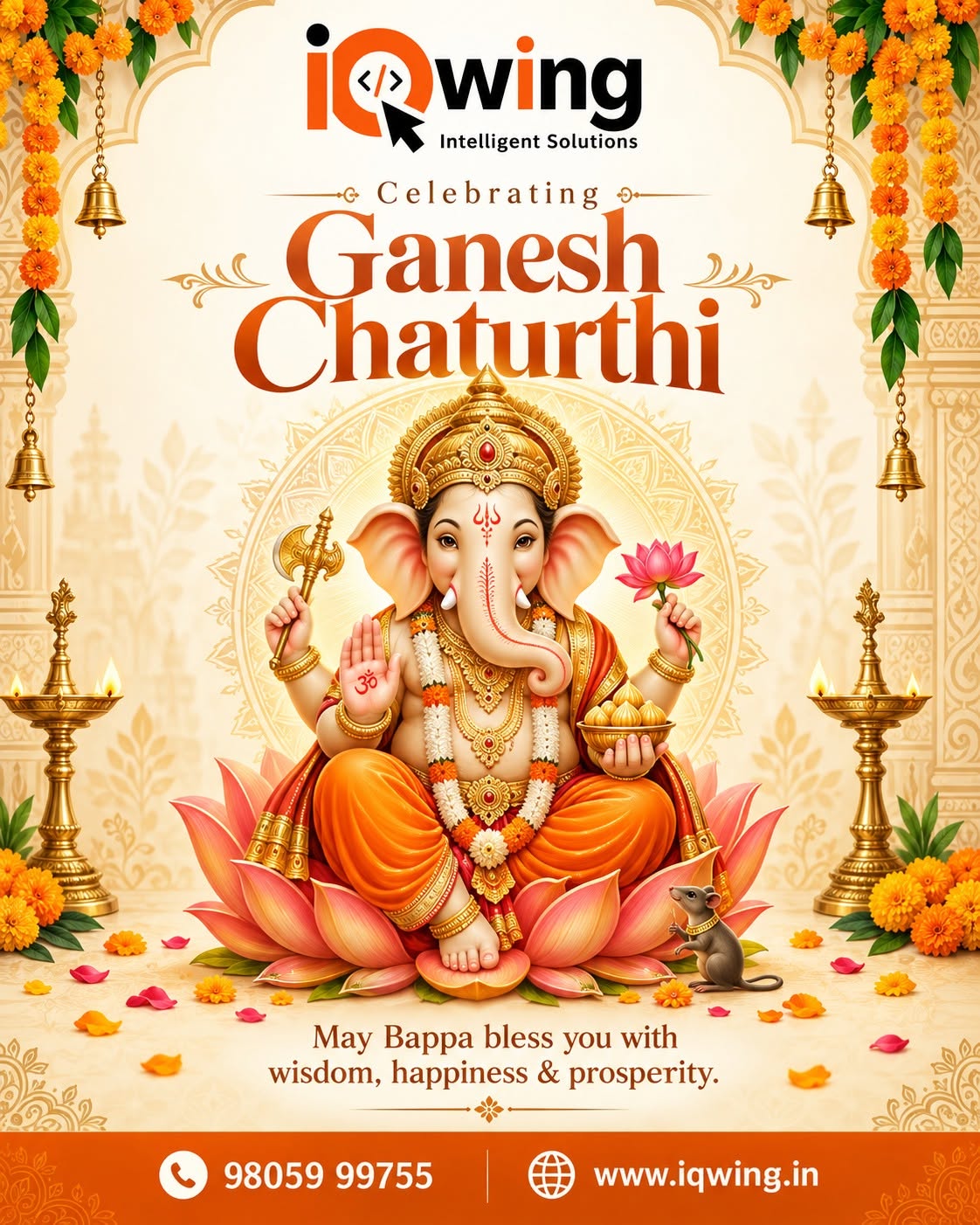 Heartiest greetings to you on the auspicious occasion of Ganesh Chaturthi from the IQwing family!